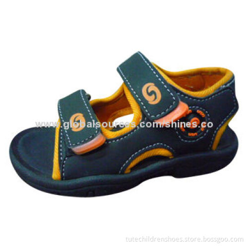 Kid's beach sandals with imitation suede+PVC material, accepts any customized logos and colors